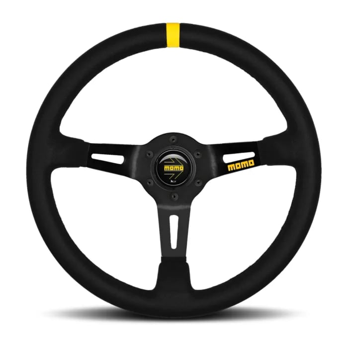 Momo MOD08 Steering Wheel 350mm -  Black Suede/Black Spokes/1 Stripe main image 0