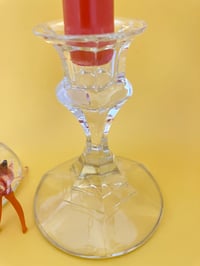 Image 3 of Pair of Vintage Pressed Glass Candlesticks