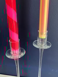 Image 2 of Pair of Tall Glass Candlesticks