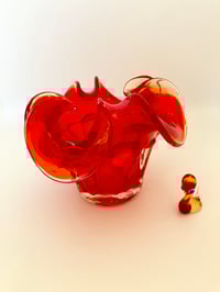 Image 1 of Small Folded Top Red Glass Art Bowl
