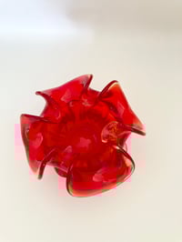 Image 2 of Small Folded Top Red Glass Art Bowl