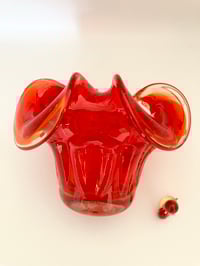 Image 3 of Small Folded Top Red Glass Art Bowl