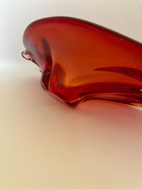 Image 3 of Large Flat Red Art Glass Bowl
