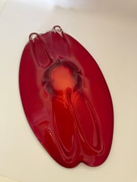 Image 2 of Large Flat Red Art Glass Bowl