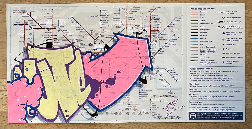 Image of CUTE tube map - yellow and pink