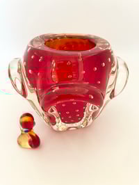 Image 1 of Small Red Bullicante Art Glass Bowl