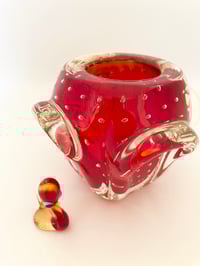 Image 3 of Small Red Bullicante Art Glass Bowl