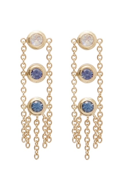 Image of Unhada Rails Earrings- Sapphires and Moonstones