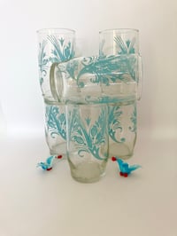 Image 1 of Set of Turqouise Flower Pattern Tumblers