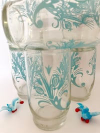 Image 2 of Set of Turqouise Flower Pattern Tumblers