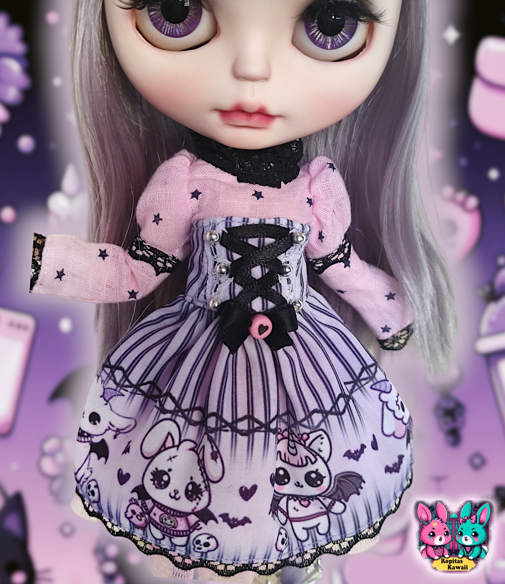 ropa para pullip o blythe conjunto pastel goth ropitaskawaii