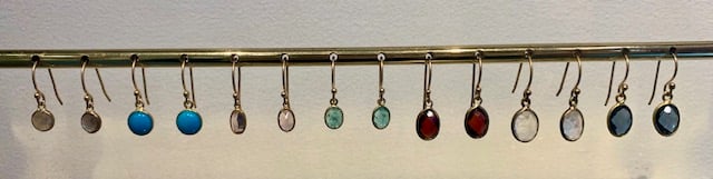 Image of  Tiny Drop Earrings- 14 kt and Semi Precious Stones