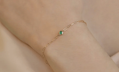 Image of 14 Kt Paperclip Chain Bracelet with Stone