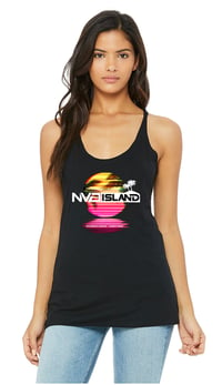 Image 1 of NV'D Island "Pink Sunset" Men's and Women's Black Tank