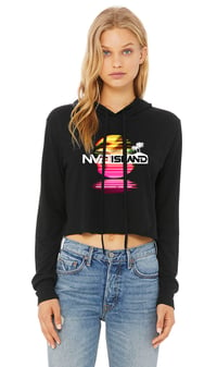 NV'D Island "Pink Sunset" Women's Black Crop Hoodie