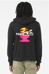 Image 2 of NV'D Island "Pink Sunset" Unisex Black Zip-Up Hoodie