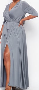 Image of Plus Size Grey Wrap Dress 