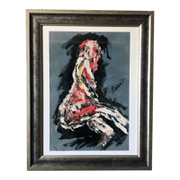 Image 1 of 1951 Abstract Expressionist Nude Oil on Board, Signed, Framed, Dated '51