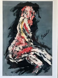 Image 3 of 1951 Abstract Expressionist Nude Oil on Board, Signed, Framed, Dated '51