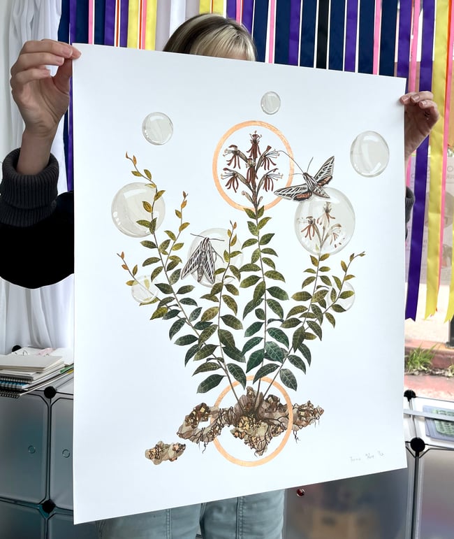 Terma - Limited edition hand-gilded copper leaf print