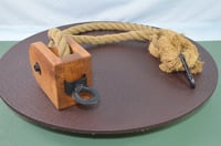 Image 7 of Cherry Wood Pulley Plant Hanger, Vintage Hay Rope Country Decoration, #818
