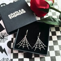 Image 1 of WEDNESDAY - Cobweb Huggie Hoops