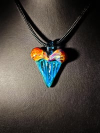 Image 2 of Shark tooth pendant with mixed & layered colors top & bottom! 