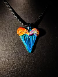 Image 3 of Shark tooth pendant with mixed & layered colors top & bottom! 