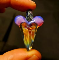 Image 4 of Shark tooth pendant with silver fumed bottom and mirage (CFL) top & dichro bale.