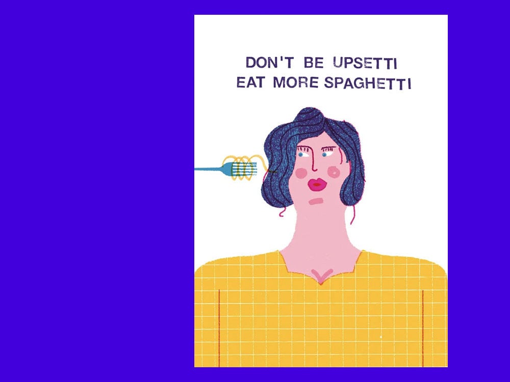 Image of POSTKARTE Don't be upsetti eat more spaghetti