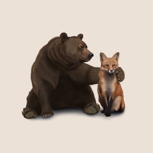 Grizzly Bear Red Fox T-Shirt