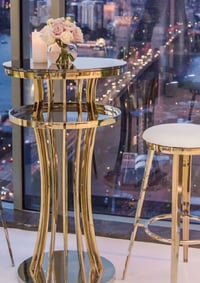 Image 2 of Gold Stainless Steel luxury cocktail table for rent only 