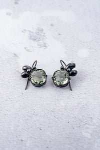 Image 1 of Green amethyst cluster drop earrings 