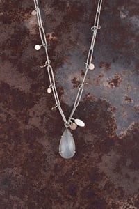 Image 1 of Pear shaped white moonstone celestial necklace 