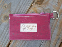 Image 2 of Berry Pink Cork Minimalist Zipper ID Wallet