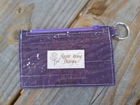 Image 2 of Purple Silver Fleck Cork Minimalist Zipper ID Wallet