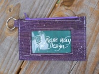 Image 1 of Purple Silver Fleck Cork Minimalist Zipper ID Wallet