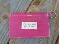 Image 2 of Magenta Pink Cork Minimalist Zipper ID Wallet