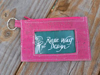 Image 1 of Magenta Pink Cork Minimalist Zipper ID Wallet