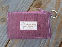 Image 2 of Eggplant Purple Cork Minimalist Zipper ID Wallet