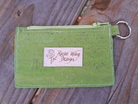 Image 2 of Lime Green Cork Minimalist Zipper ID Wallet 