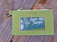 Image 1 of Lime Green Cork Minimalist Zipper ID Wallet 