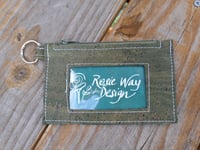 Image 1 of Olive Green Cork Minimalist ID Wallet with Olive Zipper