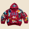 REWORKED GAP BATIK PATCHWORK BURGUNDY HOODIE SIZE L