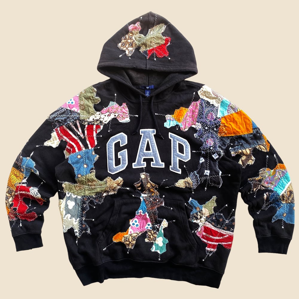 REWORKED GAP SUPER BATIK PATCHWORK HOODIE SIZE XL 