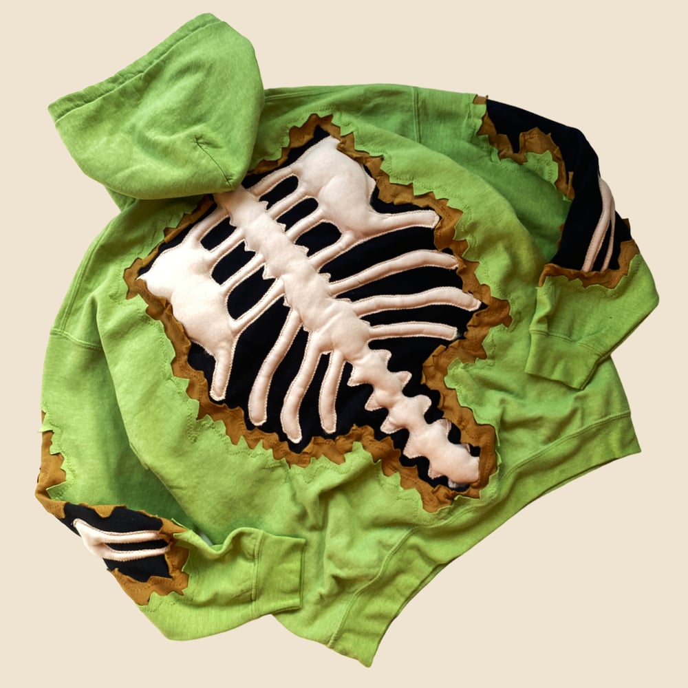 REWORKED NIKE CRACKED 3D PUFF SKELETON MATCHA HOODIE SIZE L