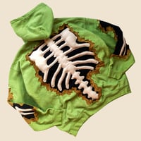 Image 2 of REWORKED NIKE CRACKED 3D PUFF SKELETON MATCHA HOODIE SIZE L