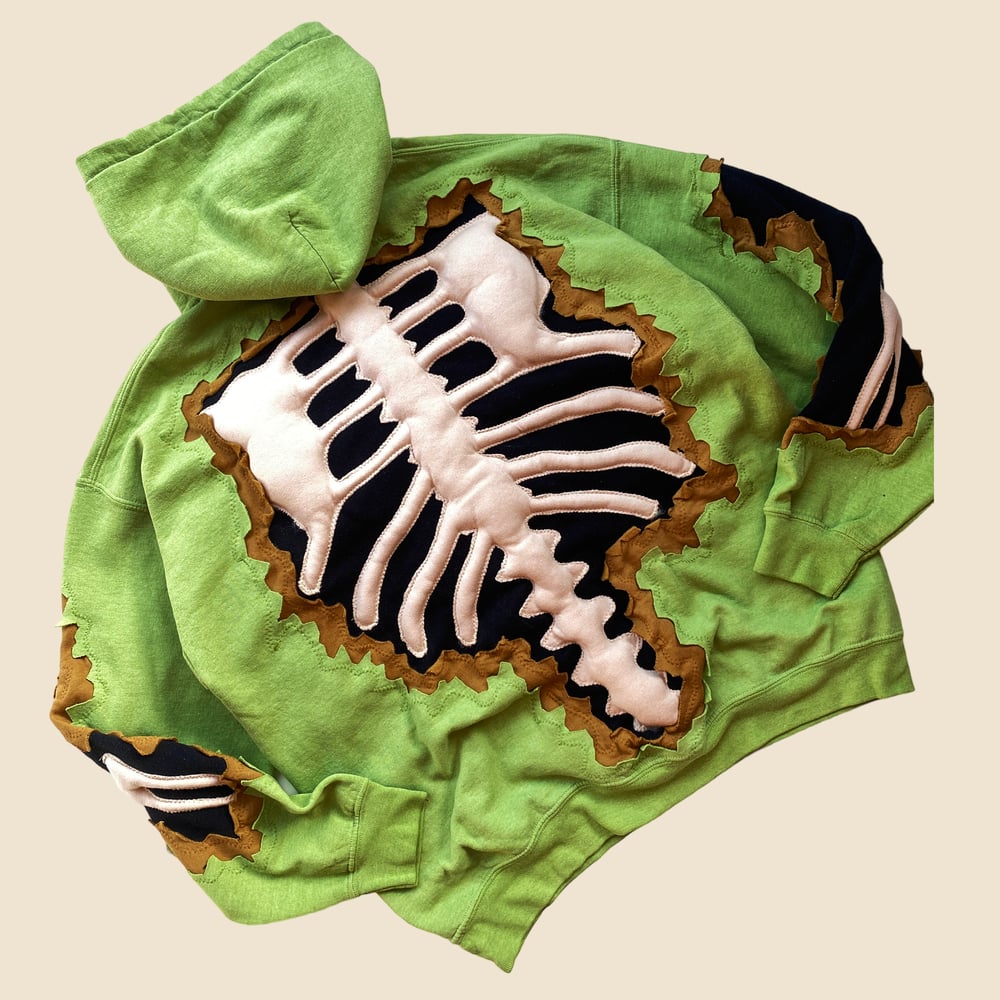 REWORKED NIKE CRACKED 3D PUFF SKELETON MATCHA HOODIE SIZE L