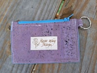 Image 2 of Lavender Purple Blue Cork Minimalist Zipper ID Wallet