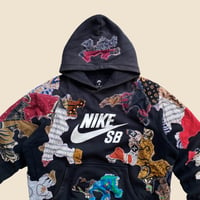 Image 3 of REWORKED NIKE SB BATIK PATCHWORK HOODIE SIZE L BOXY